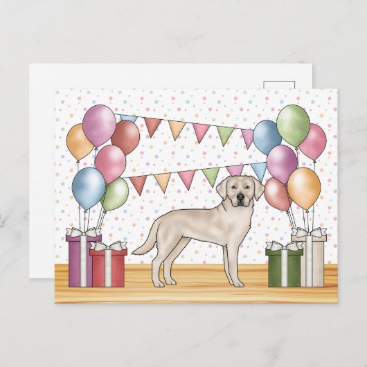 Crème Labrador Retriever Lab Hond Kleurrijke Verja Briefkaart (Voorkant / Achterkant)