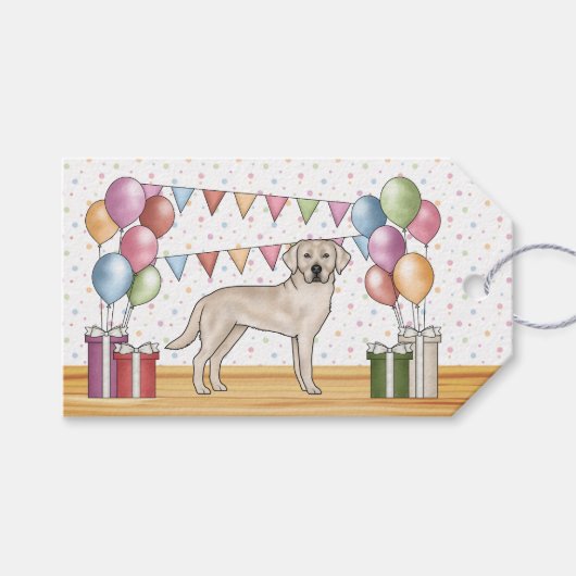 Crème Labrador Retriever Lab Hond Kleurrijke Verja Cadeaulabel (Voorkant (Horizontaal))