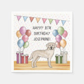 Crème Labrador Retriever Lab Hond Kleurrijke Verja Servet (Voorkant)