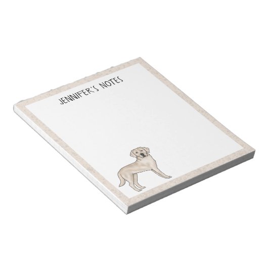 Crème Labrador Retriever Lab Hond met aangepaste n Notitieblok (Schuin)