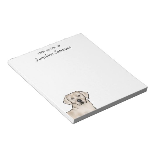 Crème Labrador Retriever Lab Hond met aangepaste n Notitieblok (Schuin)