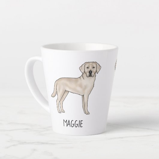 Crème Labrador Retriever Schattige Lab Uw Naam Latte Mok (Linkerhoek)