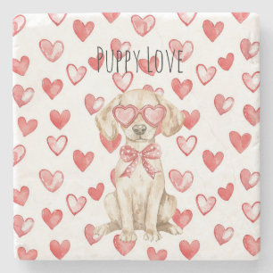Crème Labradordh Red Hearts Strik Stenen Onderzetter
