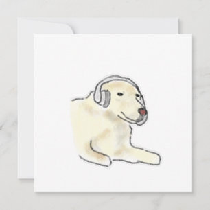 Crème Labradordhond met koptelefoon Kaart