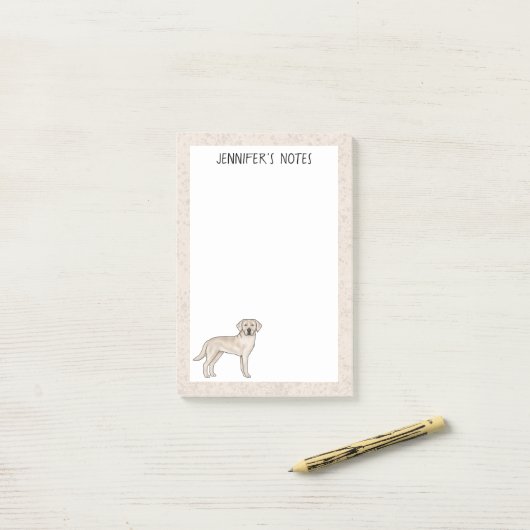 Crème Labradors Retriever Lab Hond Aangepaste Naam Post-it® Notes (Op bureau)