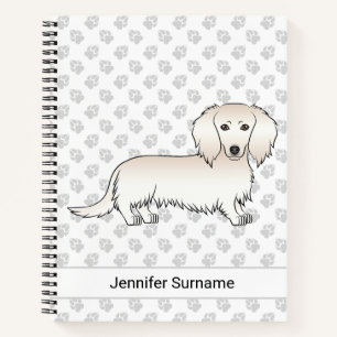 Crème Lange Haren Dachshund Cartoon Hond & Tekst Notitieboek