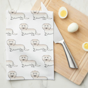 Crème Lange Haren Dachshund Cute Cartoon Hond Patr Theedoek