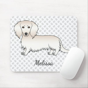 Crème Lange Haren Dachshund Schattige Cartoon Hond Muismat