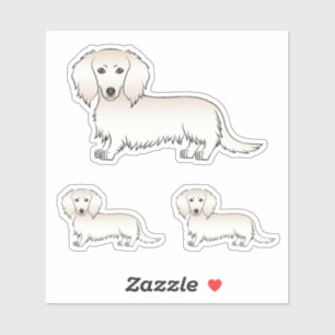 Crème Lange Haren Dachshund Schattige Cartoonhond  Sticker