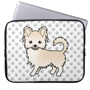 Crème Lange Jas Chihuahua Cartoon Hond & Pootjes Laptop Sleeve
