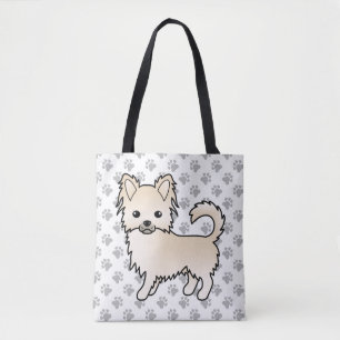 Crème Lange Jas Chihuahua Cartoon Hond & Pootjes Tote Bag