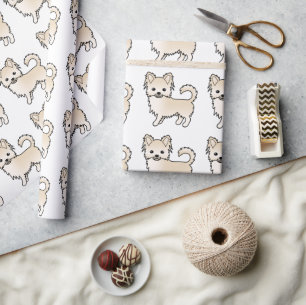 Crème Lange Jas Chihuahua Cute Hond Patroon Cadeaupapier