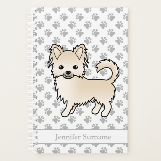 Crème Lange Jas Chihuahua Hond & Aangepaste Tekst Planner (Voorkant)