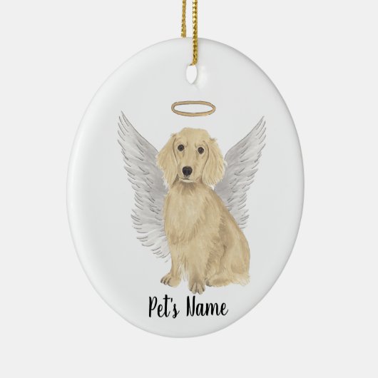 Crème Langharige Dachshund Sympathie Herdenkingska Keramisch Ornament (Rechts)