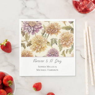 Crème Lavendel Gele Perzik Bloemen Bruiloft Servet