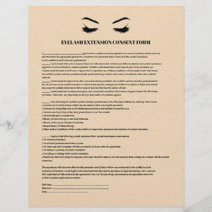 Crème leder EYELASH EXTENSION CONSENT FORM Flyer