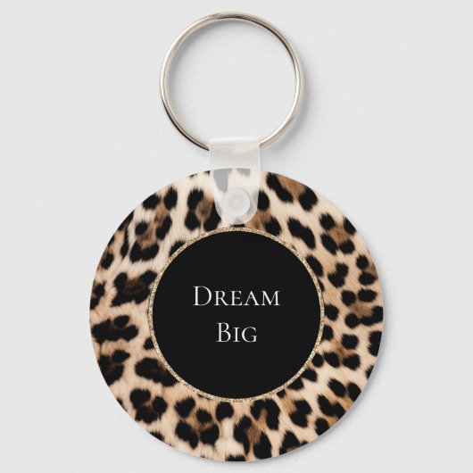 Crème Leopard Dier Sleutelhanger (Voorkant)