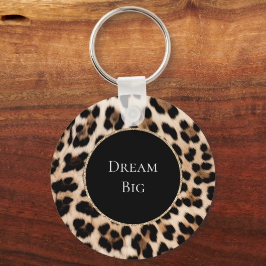 Crème Leopard Dier Sleutelhanger (Voorkant)