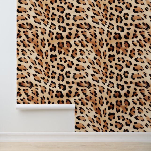 Crème Leopard Dierenprint Behang (Applicatie)