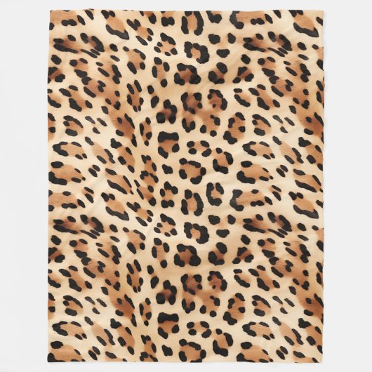 Crème Leopard Dierenprint Fleece Deken (Voorkant)