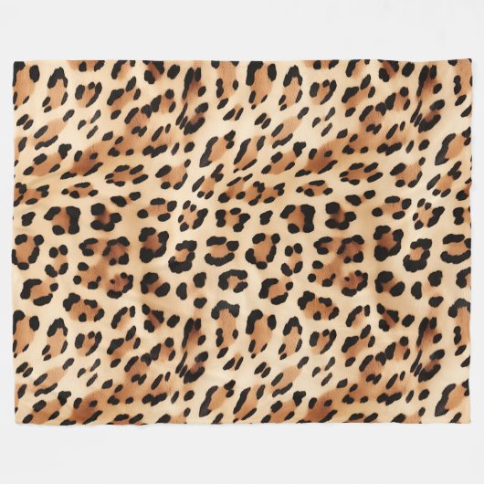 Crème Leopard Dierenprint Fleece Deken (Voorkant (Horizontaal))