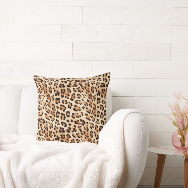 Crème Leopard Dierenprint Kussen (Bank)
