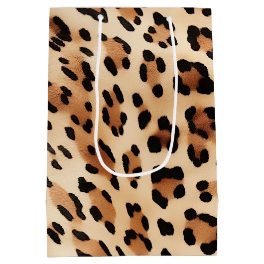 Crème Leopard Dierenprint Medium Cadeauzakje (Achterkant)