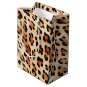 Crème Leopard Dierenprint Medium Cadeauzakje (Achterkant Gekanteld)