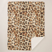 Crème Leopard Dierenprint Sherpa Deken (Voorkant)