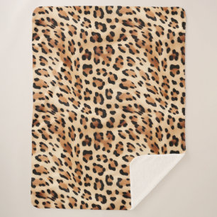 Crème Leopard Dierenprint Sherpa Deken