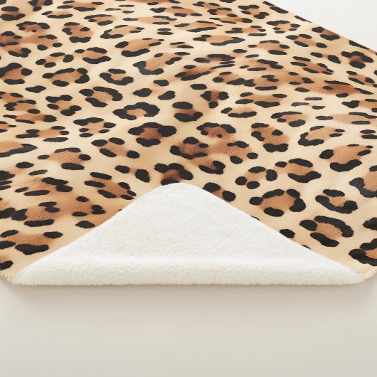Crème Leopard Dierenprint Sherpa Deken (3/4)