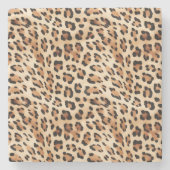 Crème Leopard Dierenprint Stenen Onderzetter (Voorkant)