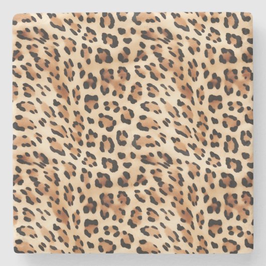Crème Leopard Dierenprint Stenen Onderzetter (Voorkant)