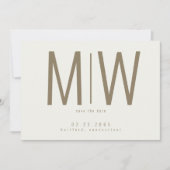 Crème Lg. Monogram Bruiloft Save the Date III (Voorkant)