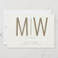 Crème Lg. Monogram Bruiloft Save the Date III