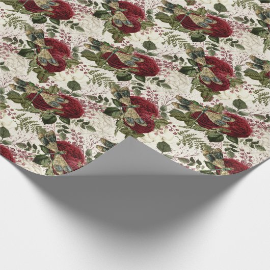 Crème Libellen en Rozen Cadeaupapier (Hoek)