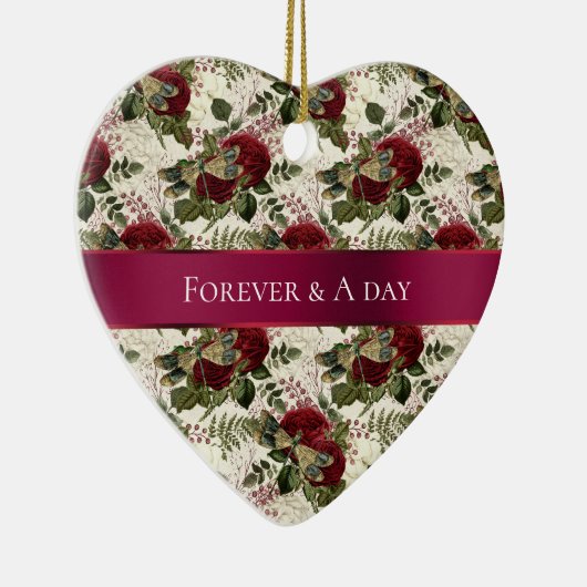 Crème Libellen en Rozen Keramisch Ornament (Rechts)