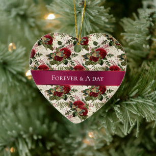 Crème Libellen en Rozen Keramisch Ornament