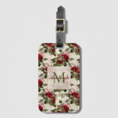 Crème Libellen en Rozen Monogram Bagagelabel (Voorkant (verticaal))