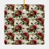 Crème Libellen en Rozen Monogram Keramisch Ornament (Achterkant)