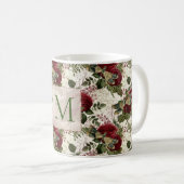 Crème Libellen en Rozen Monogram Koffiemok (Voorkant rechts)