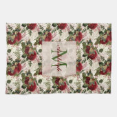 Crème Libellen en Rozen Monogram Theedoek (Horizontaal)