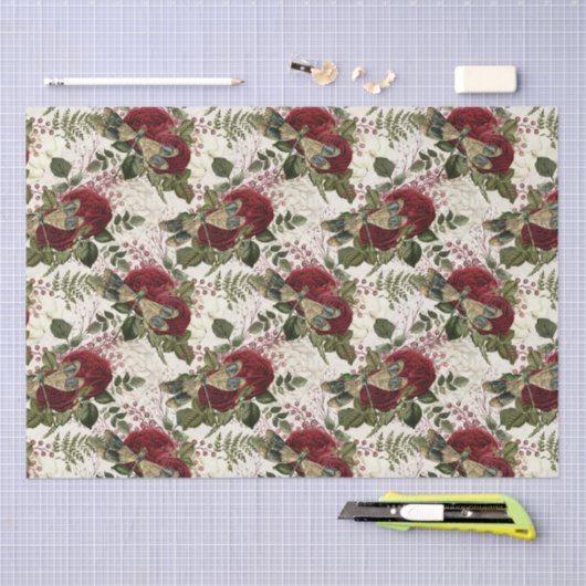 Crème Libellen en Rozen Tissuepapier (Craft)