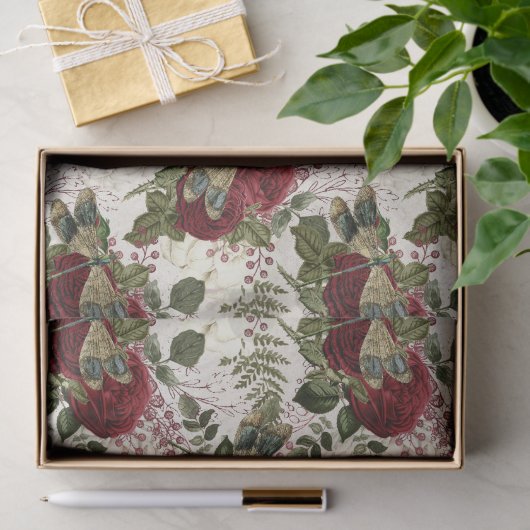 Crème Libellen en Rozen Tissuepapier (Geschenk)
