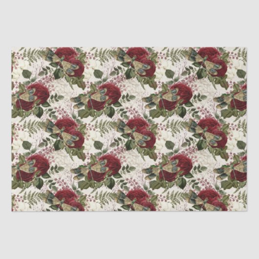 Crème Libellen en Rozen Tissuepapier (Voorkant)