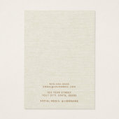 Crème licht linnen uitziende oorbellen displaykaar visitekaartje (Achterkant)