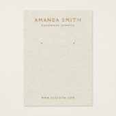 Crème licht linnen uitziende oorbellen displaykaar visitekaartje (Voorkant)