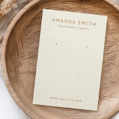 Crème licht linnen uitziende oorbellen displaykaar visitekaartje