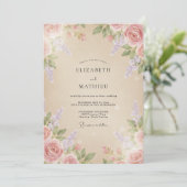 Crème Lila Wisteria Bruiloft Kaart (Staand voorkant)