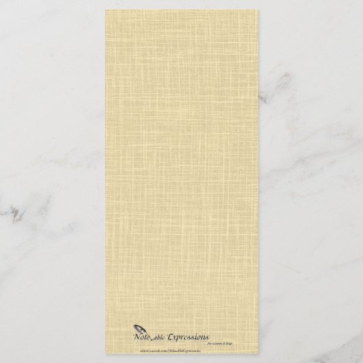 Crème Linnen Blauwe Palm Bomen Bruiloft Menu (Achterkant)